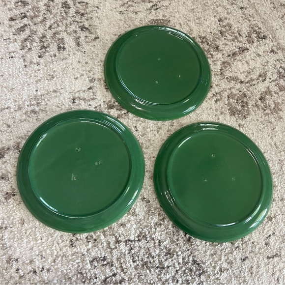 Vintage MCM California Pottery - Set of 3 Green Divided Plates - 10” - Picture 4 of 6